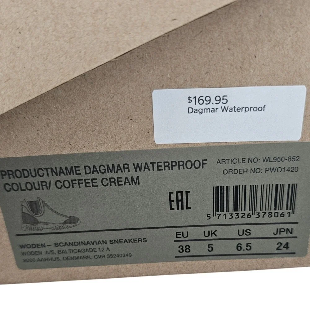 Woden Dagmar Waterproof Boots Women 6.5 Coffee Cream Zip Closure Sustainable NIB